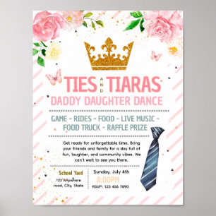 Póster Cartel de baile editable corbatas y tiaras