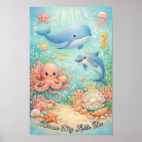 Cartel de ballena pulpo caballito de mar océano pa