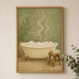 Póster Cartel de Baño de Burbujas en Patas de Garra Acuar