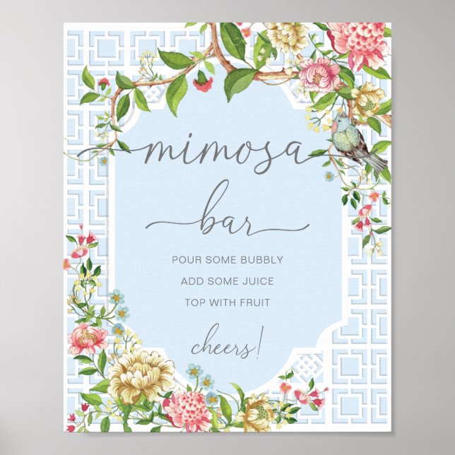 Póster Cartel de Bar de Mimosa para Baby Shower de Chinoi (Frente)