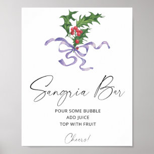 Póster cartel de bar de sangría de invierno de Navidad