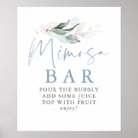 Cartel de Bar Mimosa de Hoja de Oro Rosa con Verde