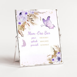 Póster Cartel de Bar Mom Osa para Baby Shower de Mariposa
