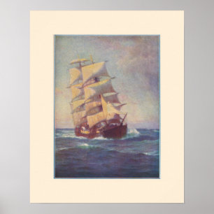Póster Cartel de barco de vela cuadrada