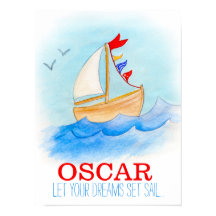 Cartel de barco de vela para cuarto de bebé niño