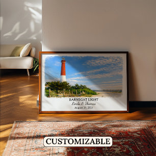 Póster Cartel de Barnegat Light Nueva Jersey, Acuarela