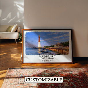 Póster Cartel de Barnegat Light Nueva Jersey, Acuarela