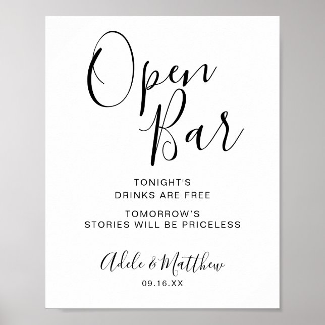 Póster Cartel de barra abierta con letra moderna simple (Frente)
