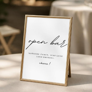 Póster Cartel de barra abierta para boda minimalista