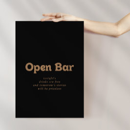 Póster Cartel de barra abierta para boda minimalista clás