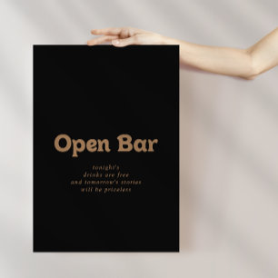 Póster Cartel de barra abierta para boda minimalista clás