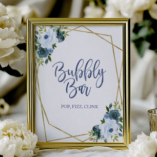 Póster Cartel de barra burbujeante con acuarela floral do