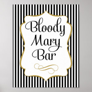 Póster Cartel de barra de Bloody Mary negro dorado