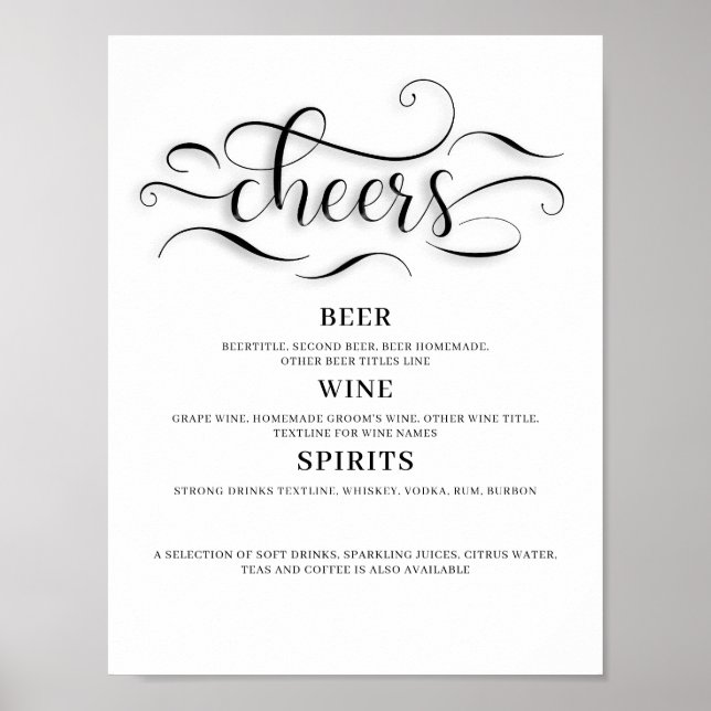 Póster Cartel de barra de bodas de Cheers (Frente)