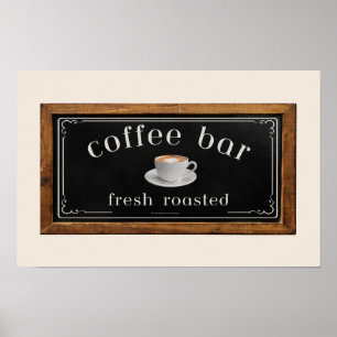 Póster Cartel de barra de café de granja – Letrero de est