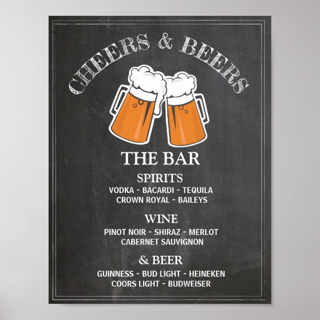 Póster Cartel de barra de cervezas Cheers Recepción de bo (Frente)