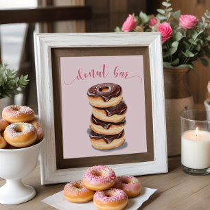 Póster Cartel de barra de donas rosadas para ducha de nov