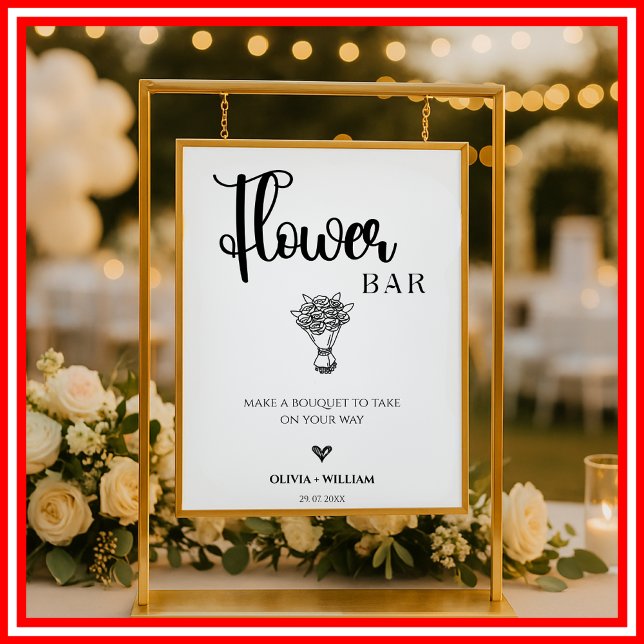 Póster Cartel de barra de flores para boda con letra scri (Subido por el creador)