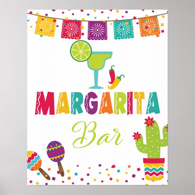 Póster Cartel de barra de margarita - fondo blanco (Frente)