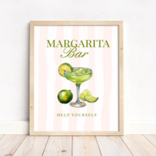 Póster Cartel de barra de margaritas Margs & Matrimony