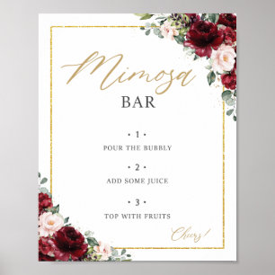 Póster Cartel de barra de Mimosa con flores rosadas de to