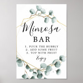 Póster Cartel de barra de Mimosa con follaje de eucalipto