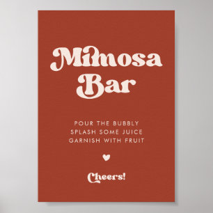 Póster Cartel de barra de Mimosa de boda de terracota ret