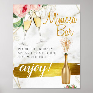 Póster Cartel de barra de mimosa de brunch nupcial con fo