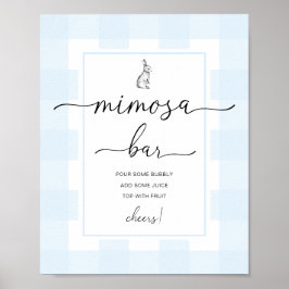 Póster Cartel de barra de mimosa de conejo azul a cuadros