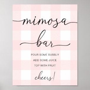 Póster Cartel de barra de mimosa de gingham rosa