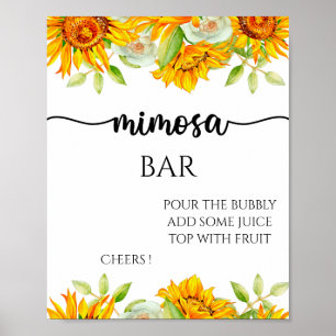Póster Cartel de barra de mimosa de girasol para fiesta d