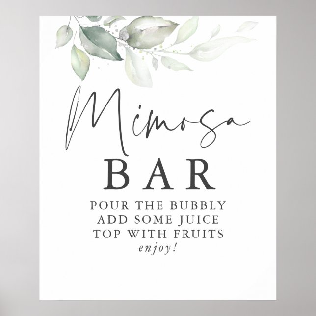 Póster Cartel de barra de Mimosa de greenery de acuarela  (Frente)