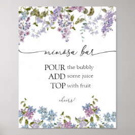 Póster Cartel de barra de Mimosa de lavanda y lilas