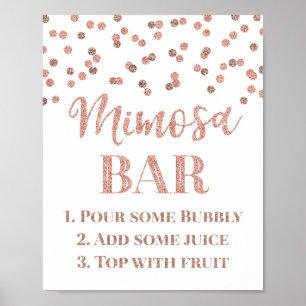 Póster Cartel de barra de Mimosa de oro rosa con confeti