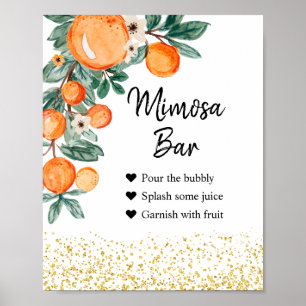 Póster Cartel de barra de mimosa de verano naranja acuare