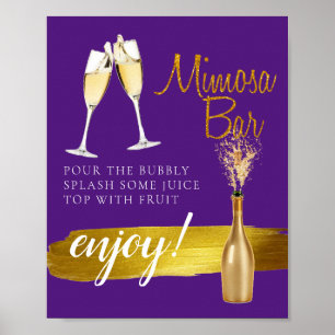 Póster Cartel de barra de mimosa elegante para desayuno n