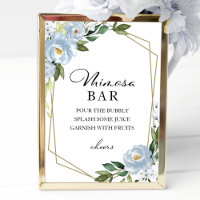 Cartel de barra de mimosa floral azul polvoriento