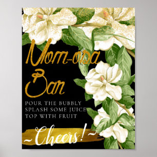 Póster Cartel de barra de Mimosa floral elegante blanco