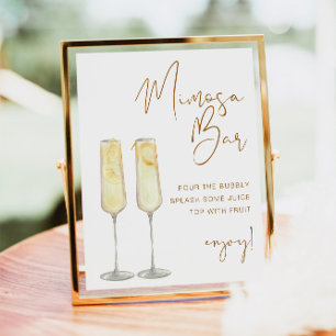 Póster Cartel de barra de mimosa nupcial de terracota boh