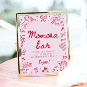 Póster Cartel de barra de Mimosa para baby shower de mano