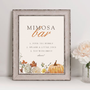 Póster Cartel de barra de mimosa para baby shower de otoñ