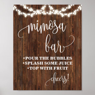Póster Cartel de barra de Mimosa para boda occidental de 
