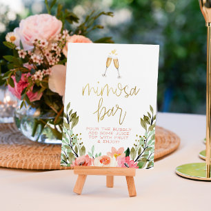 Póster Cartel de barra de mimosa para brindis nupcial en