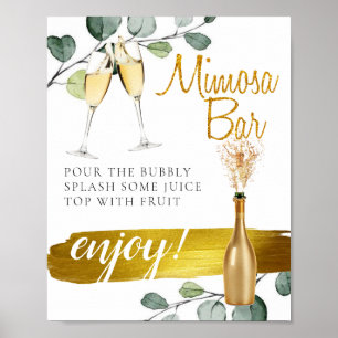 Póster Cartel de barra de mimosa para desayuno nupcial co