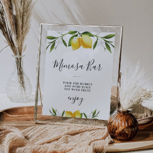 Póster Cartel de barra de mimosa para desayuno nupcial co