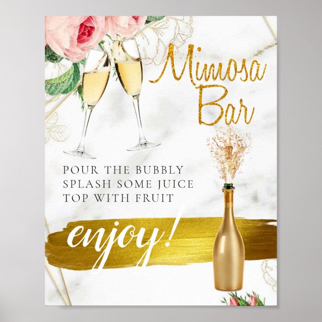 Póster Cartel de barra de Mimosa para desayuno nupcial co (Frente)