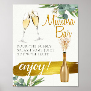 Póster Cartel de barra de Mimosa para desayuno nupcial de