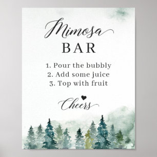 Póster Cartel de barra de mimosa para ducha de novia con 