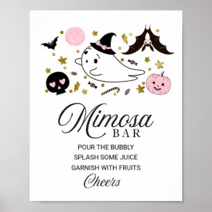 Póster Cartel de barra de mimosa para fiesta de bebé niña
