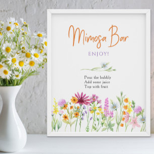 Póster Cartel de barra de mimosa para fiesta de despedida